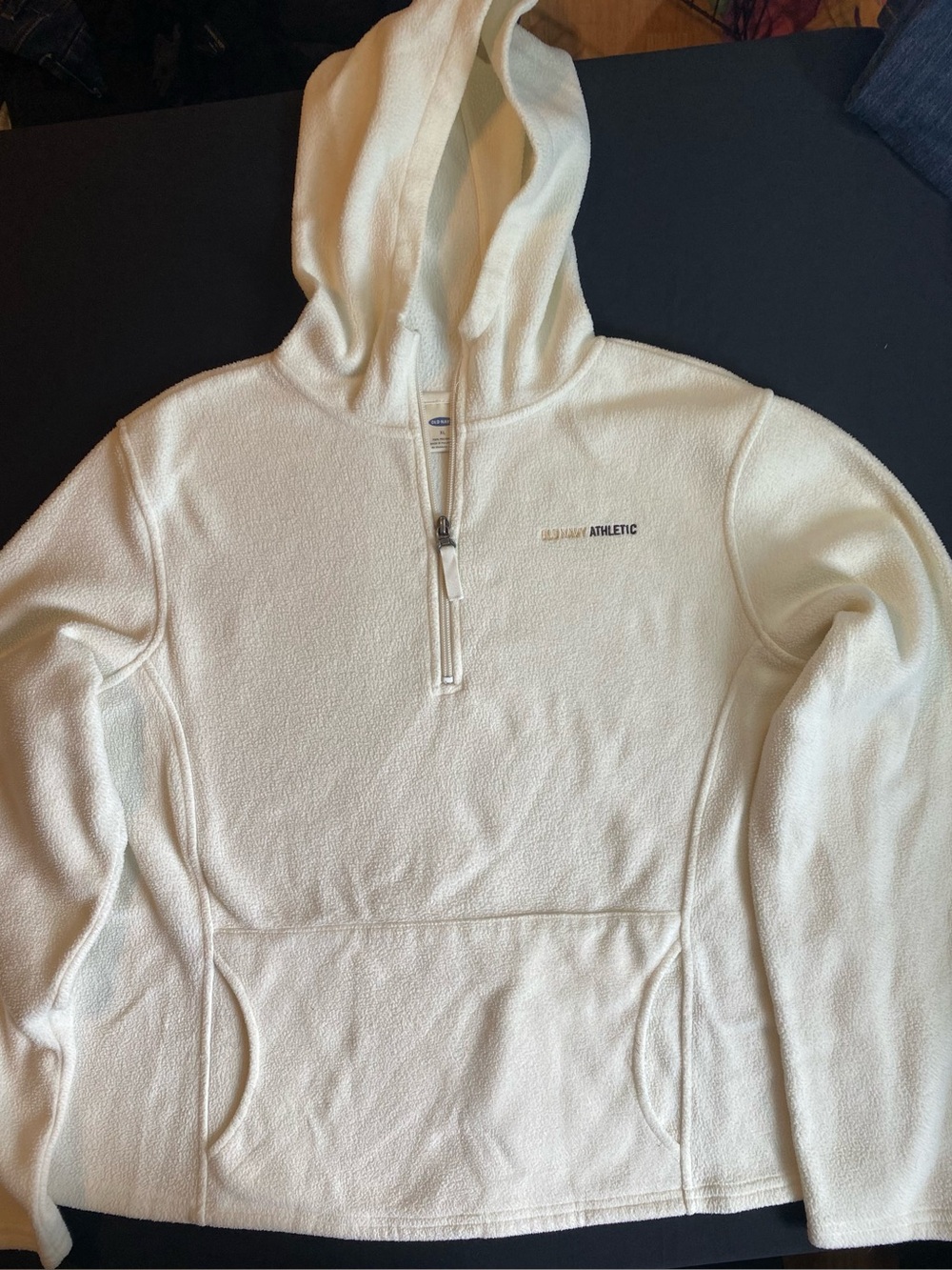 Old Navy White Fleece Hoodie Pullover